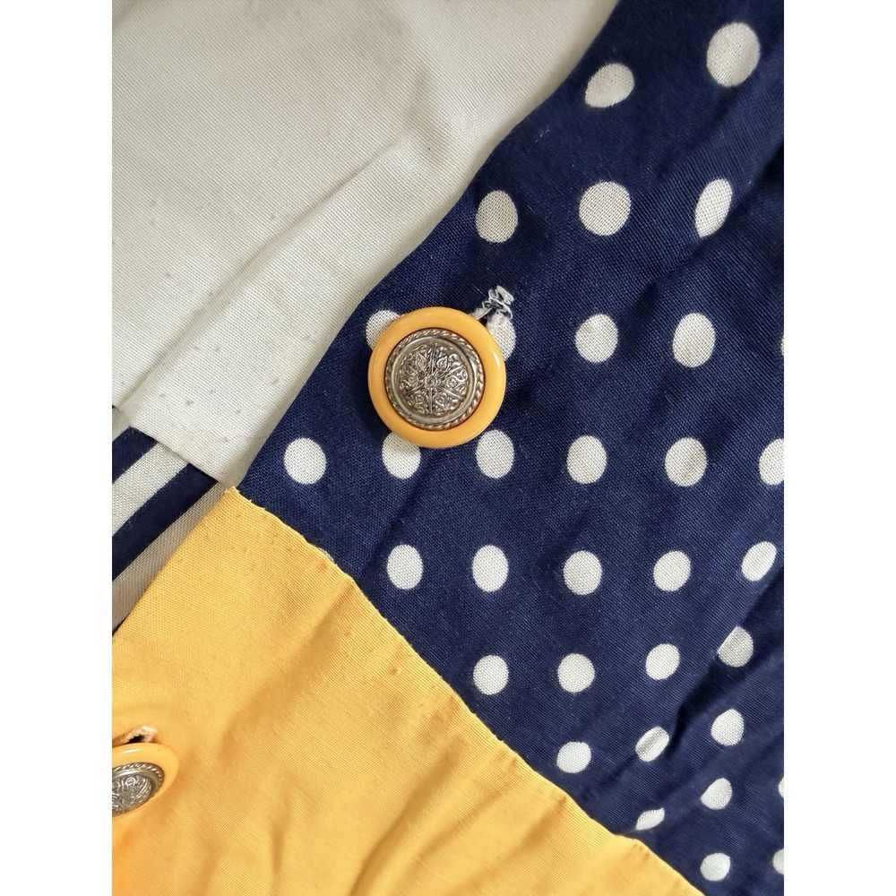 Vintage Connections Men Yellow Navy Polka Dot Button Down Shirt Sz 16 L USA - Picture 4 of 5